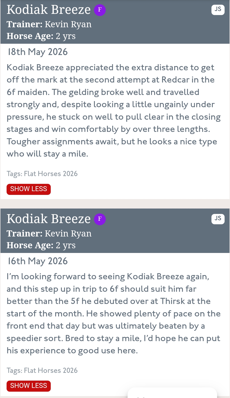 The Racehorse Database: Season - Image 8